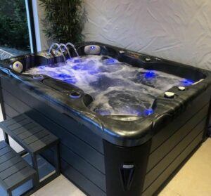 Hot tub with blue led lighting image